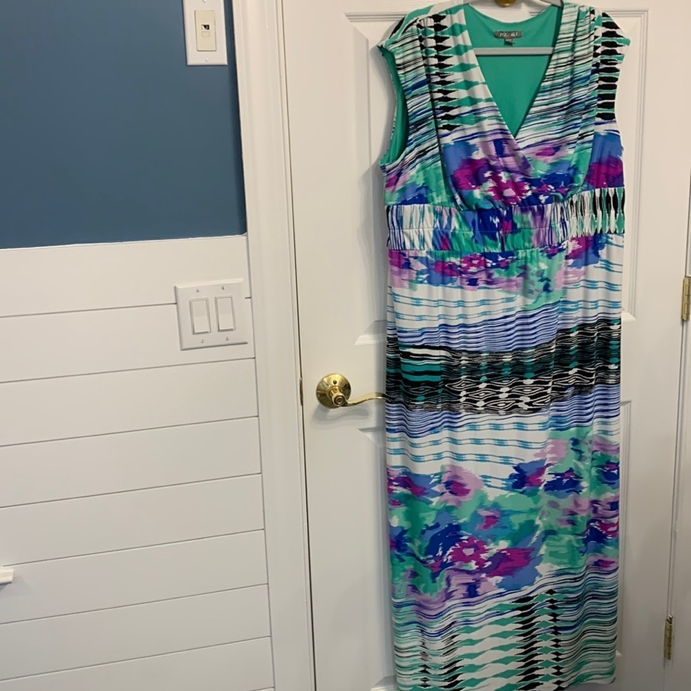 Roz & Ali colorful abstract striped maxi‎ dress size 18
